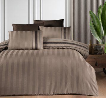 Фото Постільна білизна First Choice Сатин Люкс 100% Бавовна Satin Stripe Artwel Mink m018490