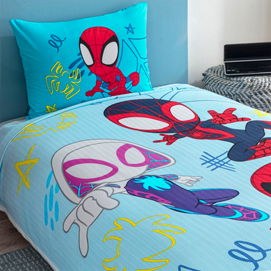 Фото Комплект постільної білизни з піке TAC Disney Spidey Amazing Team простирадло на резинці p-60304723