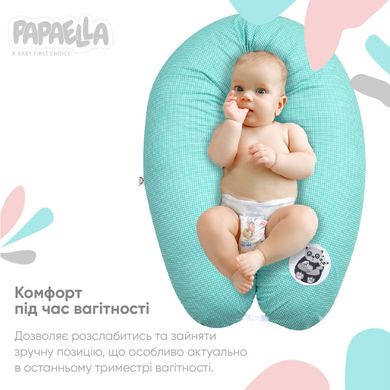 Фото Подушка для вагітних та годування Papaella Горошок М'ятна