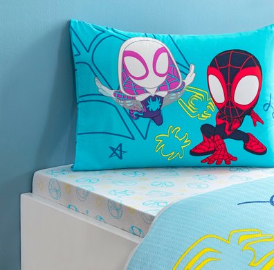Фото Комплект постільної білизни з піке TAC Disney Spidey Amazing Team простирадло на резинці p-60304723