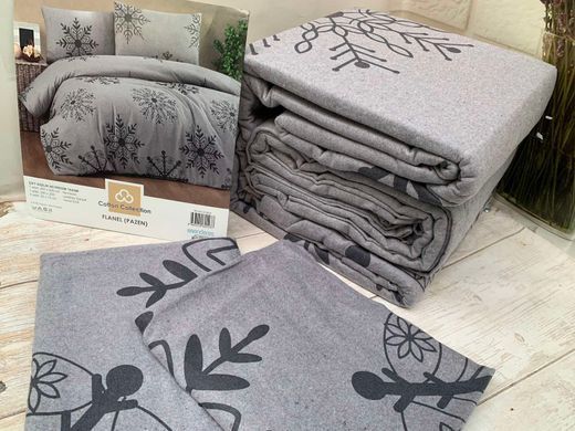 Фото Новогодний комплект постельного белья Фланель Cotton Collection Yil Grey