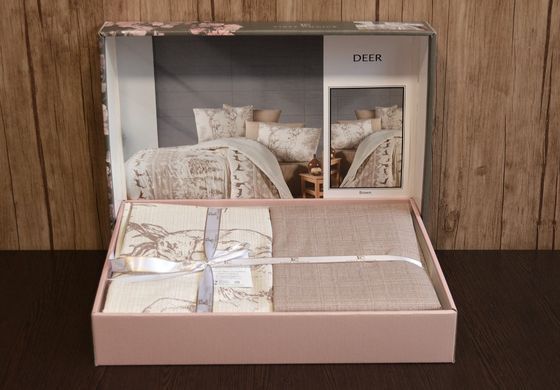 Фото Новорічна постільна білизна First Choice De Luxe Ранфорс 100% Бавовна Deer Brown m018262