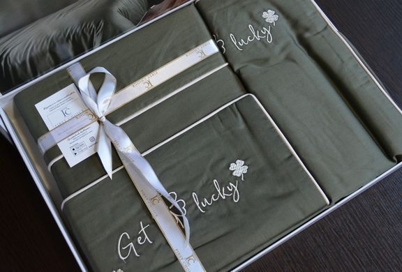 Фото Постільна білизна First Choice Сатин Люкс 100% Бавовна Timeless Dark Green m018277