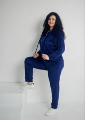 Фото Женский спортивный велюровый костюм на молнии с капюшоном Синий 617