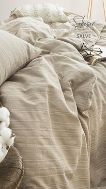 Фото Комплект постельного белья Вареный Хлопок Saheser Jacquard Salve Bej