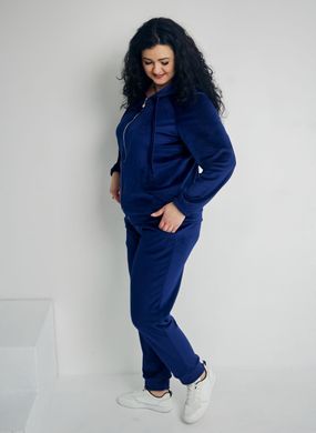 Фото Жіночий спортивний велюровий костюм на блискавці з каптуром Королівський Синій 617