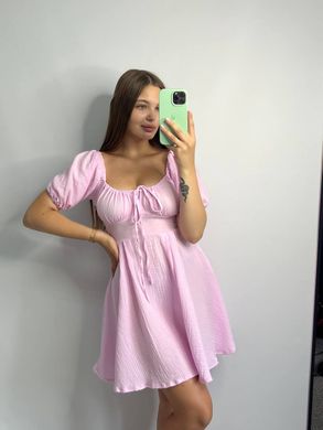 Фото Романтическое розовое платье-корсет из муслина