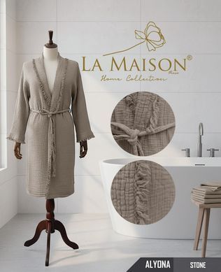 Фото Жіночий мусліновий шалевий халат La Maison Alyona Stone
