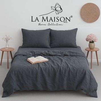 Фото Комплект постільної білизни La Maison Stonewashed Mariella Charcoal Варена Бавовна 41148