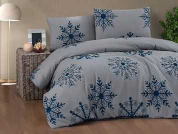 Фото Новогодний комплект постельного белья Фланель Cotton Collection Yil Blue