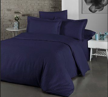 Фото Комплект постільної білизни Cotton Shine Stripe Satin Lacivert хм40099 41192