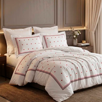 Фото Комплект постельного белья Maison D'or Lamour red Satin с вишивкой