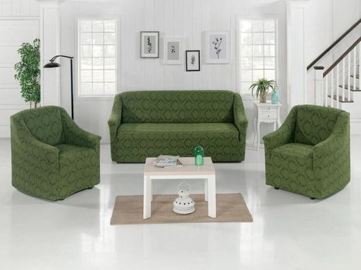 Фото Жакардовий чохол для 2-3х містного дивана Без Спідниці Зелений