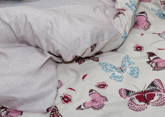 Фото Комплект постельного белья ТМ TAG Сатин Pink Butterfly Розовые Бабочки