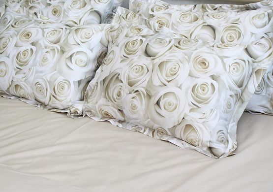 Фото Комплект постільної білизни ТМ TAG Сатин Premium Біла Троянда PT-001