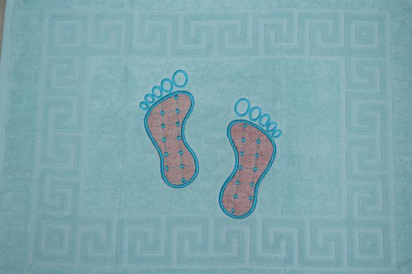Фото Рушник-килимок для ніг махровий 100% Бавовна 650 г Світло-блакитний Ніжки