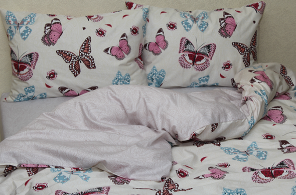 Фото Комплект постельного белья ТМ TAG Сатин Pink Butterfly Розовые Бабочки