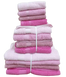 Фото №1 з 4 товару Набір рожевих махрових рушників 100% Бавовна Lorine Hasir Pembe