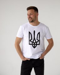 Фото Чоловіча патріотична футболка 100% Бавовна з гербом України Біла 082\22