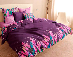 Фото Комплект постельного белья Selena Сатин 100% Хлопок Фиолетовый Вечер 300604