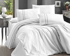 Фото Комплект постельного белья First Сhoice Сатин De Luxe Stripe Style Beyaz Белый