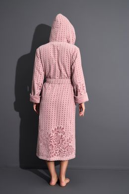 Фото Жіночий махрово-велюровий халат з каптуром Nusa 4285 Пудра заменить