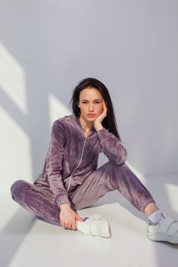 Фото Женский спортивный велюровый костюм на молнии Лиловый