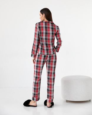Фото Жіночий домашній костюм-піжама 100% Бавовна Штани + Сорочка Червоний з Сірим 030-52 червона з сірим чк