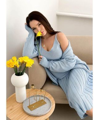 Фото Жіночий в'язаний кардиган з паском Joy Блакитний 029005 029006