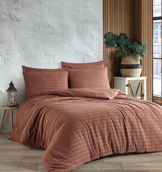 Фото Комплект постільної білизни Sateen Stripe Altinbasak Always Cinnamon 40535 40536
