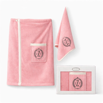Фото Набор для сауны женский Zeron велюр/махра хлопок 100% Pembe