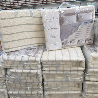Фото Покривало муслінове Culha Exclusive Muslin Olive Смужка