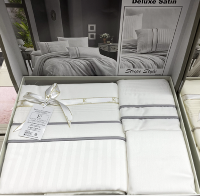 Фото Комплект постільної білизни First Сhoice Сатин De Luxe Stripe Style Beyaz Білий