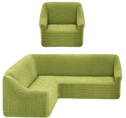 Фото Чохол для кутового дивана + крісло без спідниці Turkey № 15 Світло-оливковий